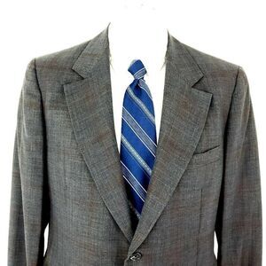 Hart Schaffner Marx Wool 2 Button Blazer 40R Gray W/ Red‎ Windowpane Sport Coat